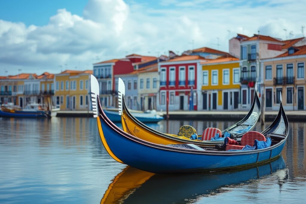 Barcos moliceiros tradicionales en los canales de Aveiro, Portugal